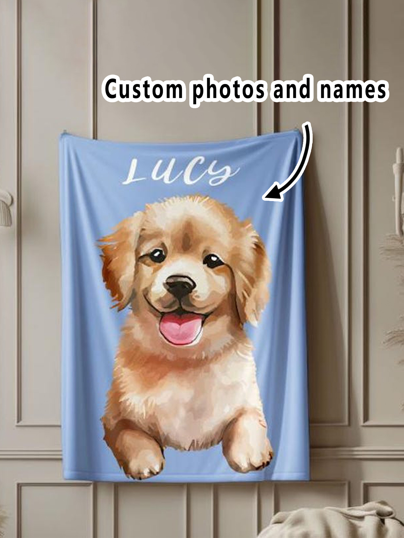 Personalized Hangable Pet Photo Blanket